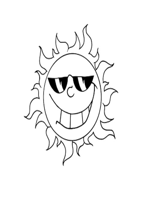 coloring pages sun wearing sunglasses coloring page