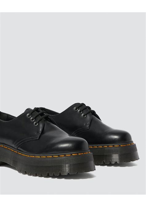 dr martens womens  quad platform leather shoes black onceit