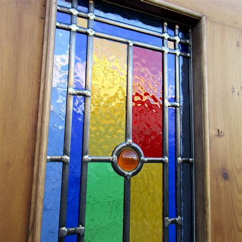 4 Panel Bullseye Stained Glass Interior Door Period Home