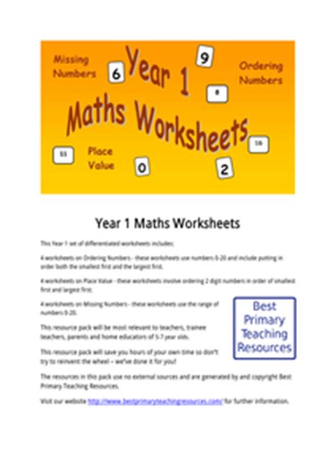 year  number worksheets title pagepdf