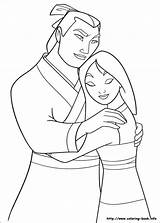 Coloring Disney Pages Couples Mulan Getcolorings Printable sketch template