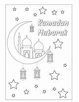 Ramadan Mubarak Colouring Mosque sketch template