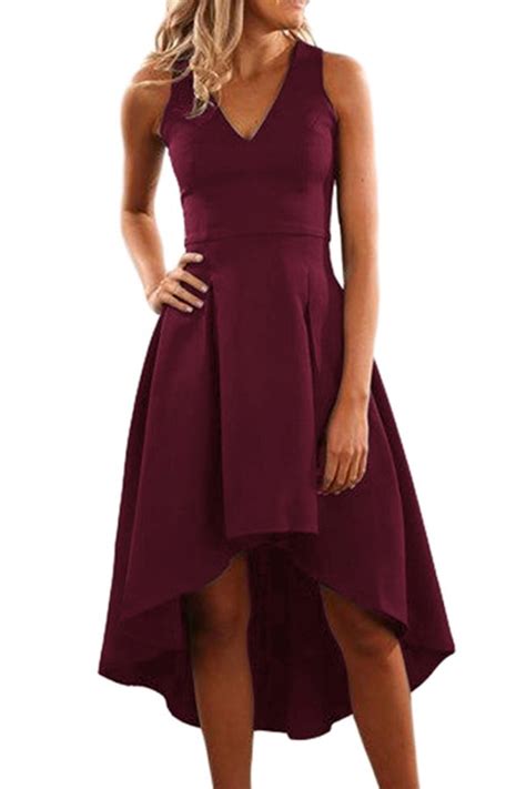 hualong sexy sleeveless short burgundy cocktail dress