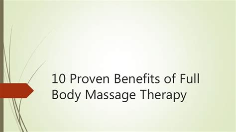 10 proven benefits of full body massage therapy