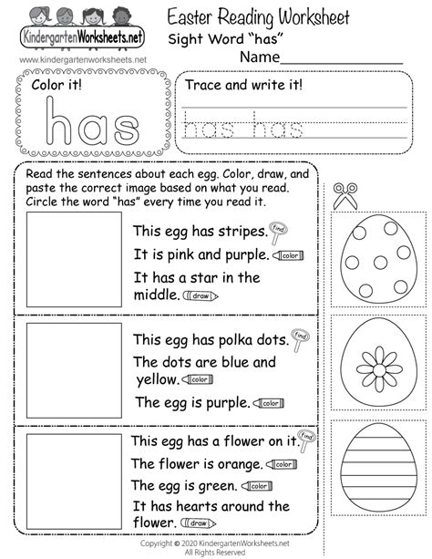 kindergarten worksheets reading kindergarten