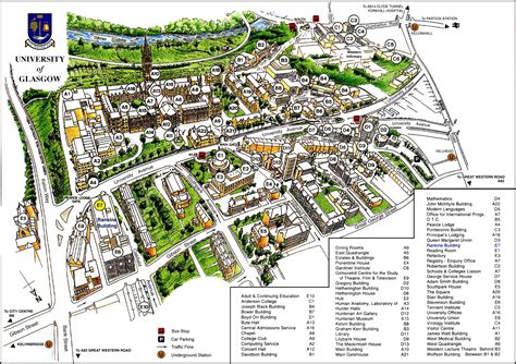 large detailed university  glasgow map glasgow united kingdom