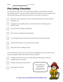 fire safety worksheets  middle school
