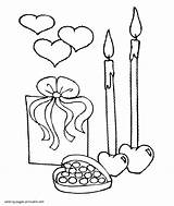 Coloring Pages Valentine Candies Candles Hearts Valentines Holidays Printable sketch template