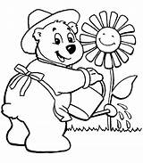 Coloring Pages Kids Garden Gardening Flower Sunflower Colouring Bears Watering Dq Cartoon Butterfly Sheets Comments Print sketch template