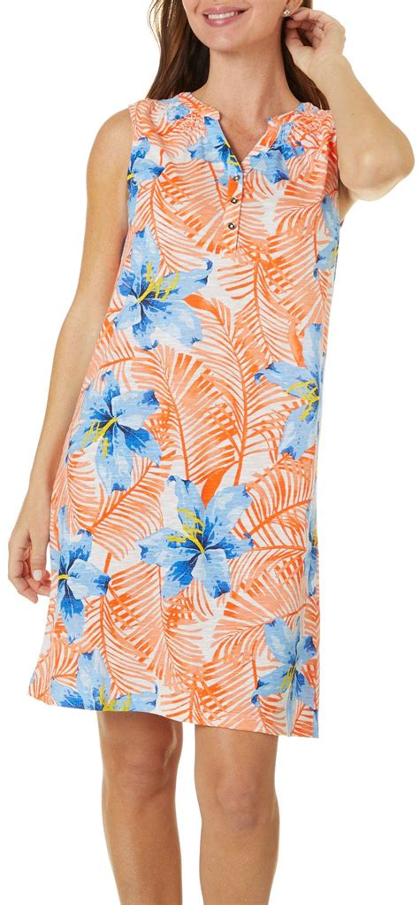 caribbean joe caribbean joe womens tropical floral print dress