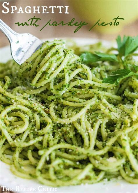 spaghetti  parsley pesto  recipe critic