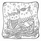 Valentine Owls Adults sketch template