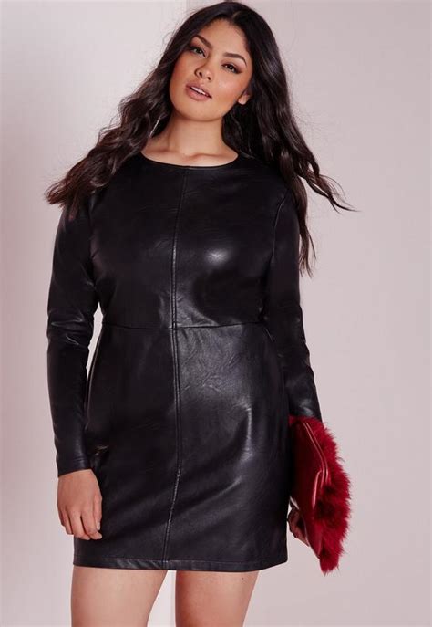 Plus Size Faux Leather Mini Dress Black Missguided