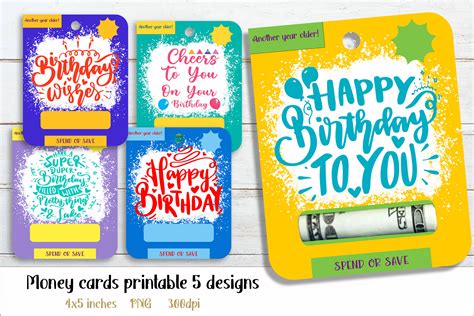 happy birthday money card png  designs printable gift card