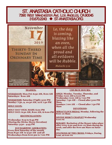 weekly bulletin  st anastasia catholic church los