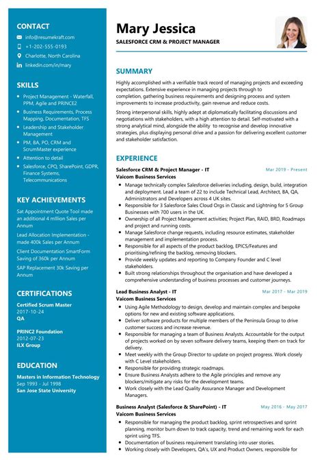 salesforce crm resume sample   resumekraft