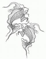 Koi Pisces Crappie Lostbumblebee Template Line sketch template