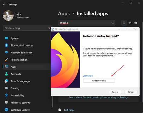 reset firefox browser  uninstalling hs media