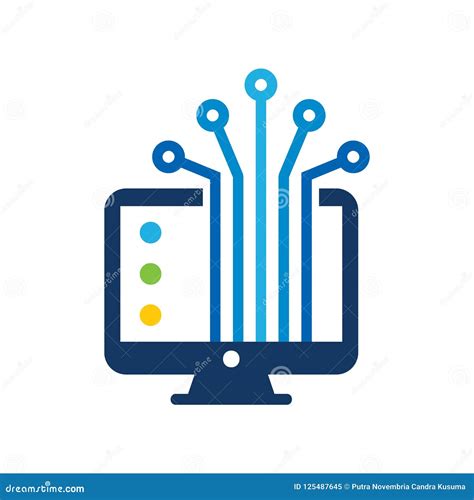 computer digital logo icon design stock vector illustration  design