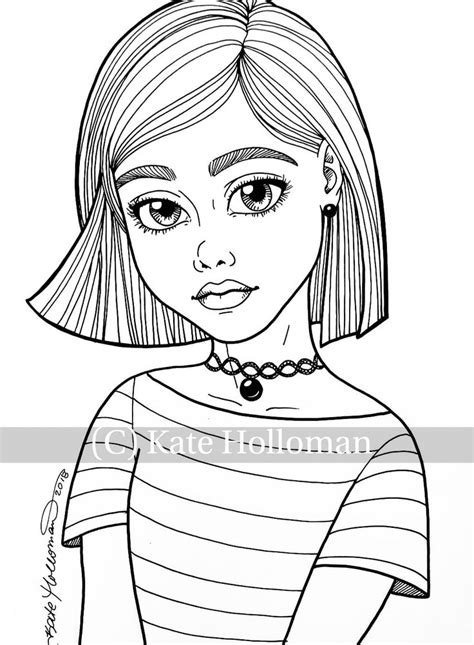 beautiful girl coloring page   portrait coloring book