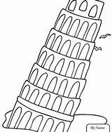 Pisa Tower Coloring Pages Leaning Italian Drawing Food Falling Clipart Printable Kids Italy Cartoon Cliparts Color Clip sketch template