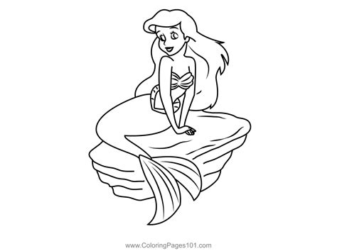 ariel sitting  rock coloring page  kids    mermaid