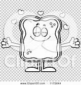 Jam Toast Mascot Loving Outlined Coloring Clipart Vector Cartoon Thoman Cory sketch template
