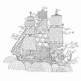 Coloring Pages Adult Ship Zentangle Adults Ships Difficult Hard Book Colouring Books Sailing Printable Desde Guardado sketch template