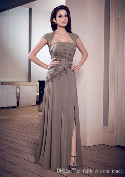 taupe 2015 chiffon mother of the bride dresses strapless