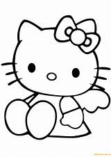 Kitty Hello Coloring Cute Pages Printable Color Print Angel Drawing Kids Cartoon Cartoons Characters Easy Anime Draw Supercoloring Categories Pdf sketch template