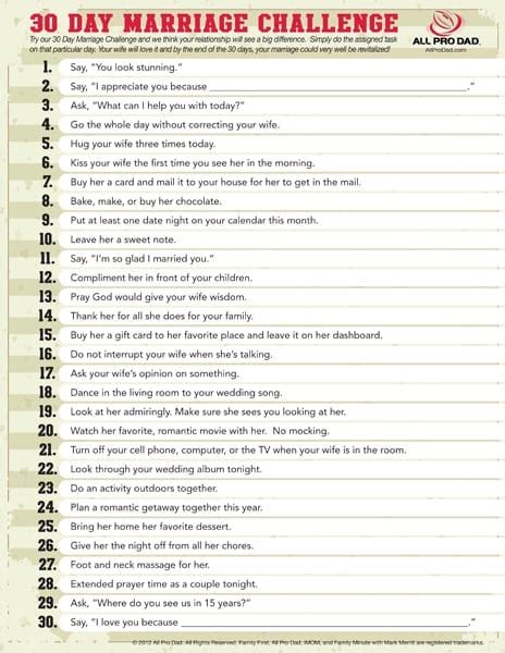 30 day marriage challenge all pro dad all pro dad