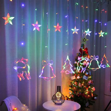led kerst herten boom bells ster string fairy verlichting gordijn licht outdoor garland voor