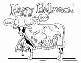 Coloring Cow Halloween sketch template