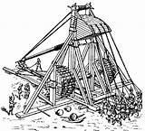 Trebuchet Catapult Drawing Old Information Middle Crossbow Illustration Book Research sketch template