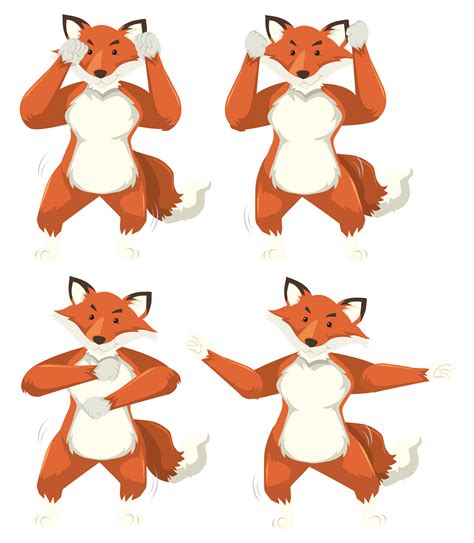 set  fox dance moves  vector art  vecteezy