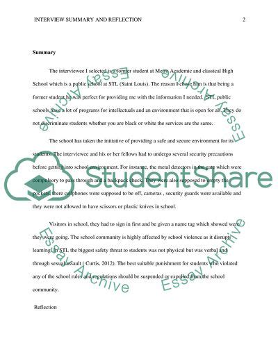 reflection paper   interview  reflection essay