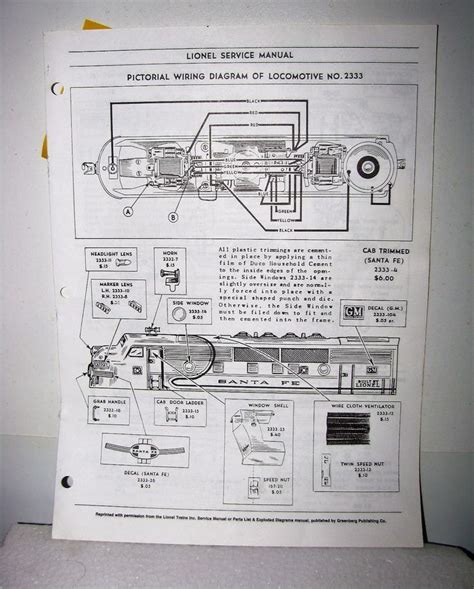 lionel service manual pictorial wiring diagram  toy train locomotive  lionel lionel