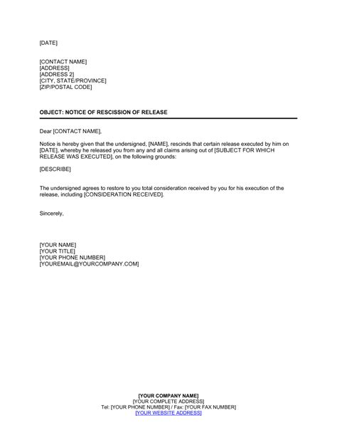 letter  rescission  contract