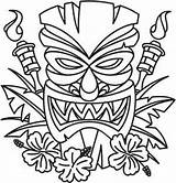 Tiki Man Coloring Tattoo Hawaiian Head Designs Drawing Mask Pages Hawaii Colouring Totem Pdf Craft Sheets Luau Urban Threads Embroidery sketch template