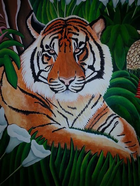 African Jungle Forest Scene Bengal Tiger Wall Mural