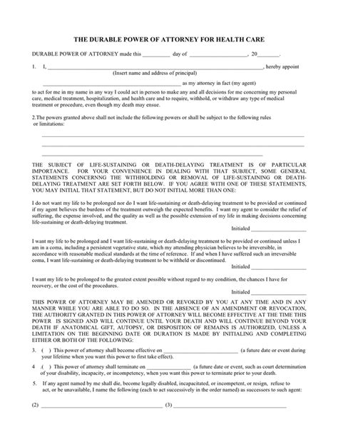 medical power  attorney form   documents   word