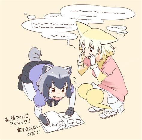 common raccoon and fennec kemono friends drawn by kasa