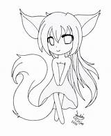 Coloring Fox Pages Anime Girl Color Cute Pa Baby sketch template