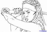 Michonne Zombie Colorable Gurira Danai Getdrawings Chibis Catlucker Erwachsene Dragoart sketch template