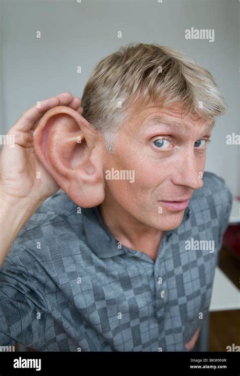 man  big ear stock photo alamy