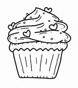 Muffin Cute Drawing Coloring Cupcake Getdrawings sketch template