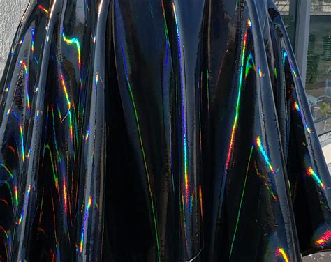 stretch shiny mirror holographic pvc vinyl fabriciridescent rainbow fabric