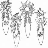 Colouring Wiccan Pagan Goddesses sketch template