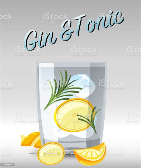 Gin And Tonic Cocktail In The Glass Stock Illustration Download Image