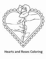 Roses Coloring Hearts Give sketch template